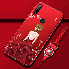 Silicone Candy Rubber Gel Dress Party Girl Soft Case Cover for Huawei Enjoy 10 Plus Red