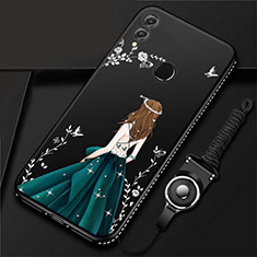 Silicone Candy Rubber Gel Dress Party Girl Soft Case Cover for Huawei Honor 10 Lite Black