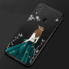 Silicone Candy Rubber Gel Dress Party Girl Soft Case Cover for Huawei Honor V10 Lite Black