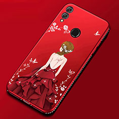 Silicone Candy Rubber Gel Dress Party Girl Soft Case Cover for Huawei Honor V10 Lite Red