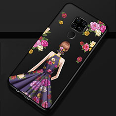 Silicone Candy Rubber Gel Dress Party Girl Soft Case Cover for Huawei Mate 30 Lite Purple and Blue