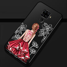 Silicone Candy Rubber Gel Dress Party Girl Soft Case Cover for Huawei Nova 5z Red and Black