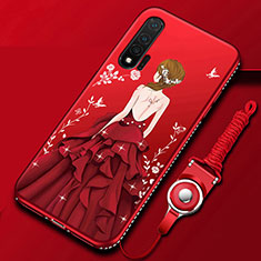 Silicone Candy Rubber Gel Dress Party Girl Soft Case Cover for Huawei Nova 6 5G Red