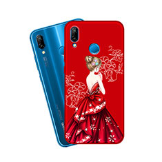 Silicone Candy Rubber Gel Dress Party Girl Soft Case Cover for Huawei P20 Lite Red