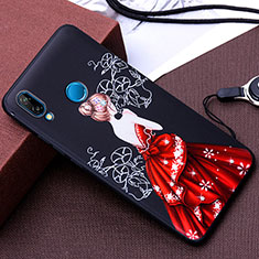 Silicone Candy Rubber Gel Dress Party Girl Soft Case Cover for Huawei P20 Lite Red and Black