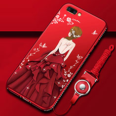 Silicone Candy Rubber Gel Dress Party Girl Soft Case Cover for Oppo A5 Red