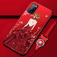 Silicone Candy Rubber Gel Dress Party Girl Soft Case Cover for Oppo A52 Red