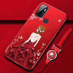 Silicone Candy Rubber Gel Dress Party Girl Soft Case Cover for Oppo A53s Red