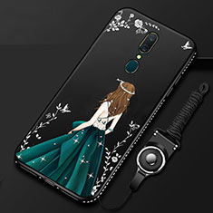 Silicone Candy Rubber Gel Dress Party Girl Soft Case Cover for Oppo A9X Black