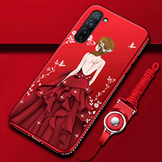 Silicone Candy Rubber Gel Dress Party Girl Soft Case Cover for Oppo F15 Red