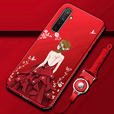 Silicone Candy Rubber Gel Dress Party Girl Soft Case Cover for Oppo K5 Red