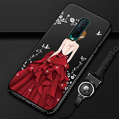 Silicone Candy Rubber Gel Dress Party Girl Soft Case Cover for Oppo RX17 Pro Red Wine