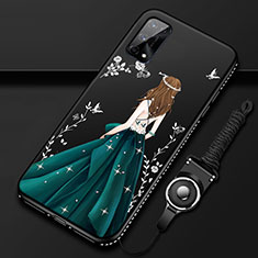 Silicone Candy Rubber Gel Dress Party Girl Soft Case Cover for Realme X7 5G Black
