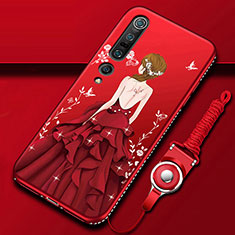 Silicone Candy Rubber Gel Dress Party Girl Soft Case Cover for Xiaomi Mi 10 Pro Red