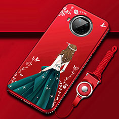 Silicone Candy Rubber Gel Dress Party Girl Soft Case Cover for Xiaomi Mi 10i 5G Red Wine