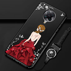Silicone Candy Rubber Gel Dress Party Girl Soft Case Cover for Xiaomi Poco F2 Pro Red and Black