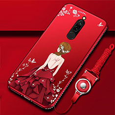 Silicone Candy Rubber Gel Dress Party Girl Soft Case Cover for Xiaomi Redmi 8 Red