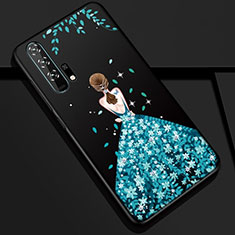 Silicone Candy Rubber Gel Dress Party Girl Soft Case Cover K01 for Huawei Honor 20 Pro Blue