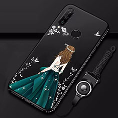 Silicone Candy Rubber Gel Dress Party Girl Soft Case Cover K01 for Huawei P30 Lite New Edition Black