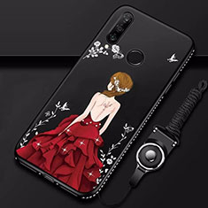 Silicone Candy Rubber Gel Dress Party Girl Soft Case Cover K01 for Huawei P30 Lite New Edition Red and Black