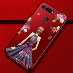 Silicone Candy Rubber Gel Dress Party Girl Soft Case Cover K02 for Huawei Honor V20 Purple