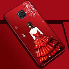 Silicone Candy Rubber Gel Dress Party Girl Soft Case Cover K02 for Huawei Mate 20 Pro Red