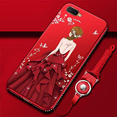 Silicone Candy Rubber Gel Dress Party Girl Soft Case Cover M02 for Oppo R17 Neo Red