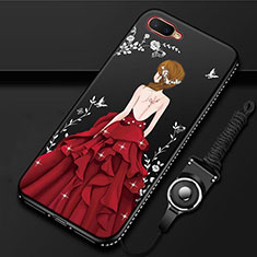 Silicone Candy Rubber Gel Dress Party Girl Soft Case Cover M02 for Oppo R17 Neo Red and Black