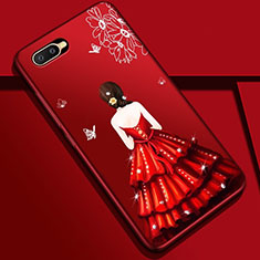 Silicone Candy Rubber Gel Dress Party Girl Soft Case Cover M04 for Oppo K1 Red