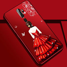Silicone Candy Rubber Gel Dress Party Girl Soft Case Cover S01 for Oppo A11X Red