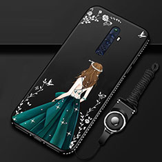 Silicone Candy Rubber Gel Dress Party Girl Soft Case Cover S01 for Oppo Reno2 Z Black