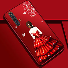 Silicone Candy Rubber Gel Dress Party Girl Soft Case Cover S01 for Realme X50m 5G Red