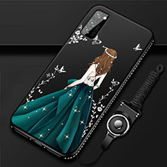 Silicone Candy Rubber Gel Dress Party Girl Soft Case Cover S03 for Huawei Honor V30 Pro 5G Green