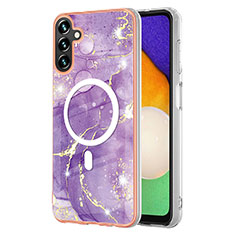 Silicone Candy Rubber Gel Fashionable Pattern Soft Case Cover Mag-Safe Magnetic for Samsung Galaxy A54 5G Purple