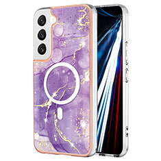 Silicone Candy Rubber Gel Fashionable Pattern Soft Case Cover Mag-Safe Magnetic for Samsung Galaxy S22 5G Purple