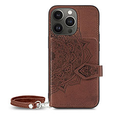 Silicone Candy Rubber Gel Fashionable Pattern Soft Case Cover S01 for Apple iPhone 14 Pro Max Brown