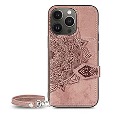 Silicone Candy Rubber Gel Fashionable Pattern Soft Case Cover S01 for Apple iPhone 14 Pro Max Rose Gold