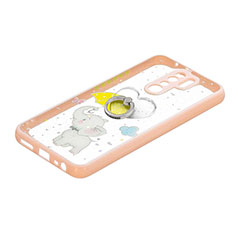 Silicone Candy Rubber Gel Fashionable Pattern Soft Case Cover with Finger Ring Stand Y01X for Xiaomi Poco M2 Yellow