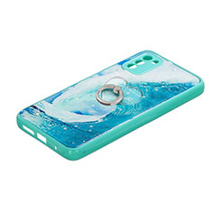 Silicone Candy Rubber Gel Fashionable Pattern Soft Case Cover with Finger Ring Stand Y01X for Xiaomi Poco M3 Green