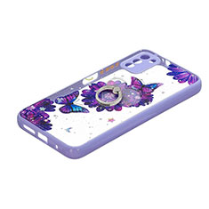 Silicone Candy Rubber Gel Fashionable Pattern Soft Case Cover with Finger Ring Stand Y01X for Xiaomi Poco M3 Purple