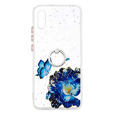 Silicone Candy Rubber Gel Fashionable Pattern Soft Case Cover with Finger Ring Stand Y01X for Xiaomi Redmi 9A Blue