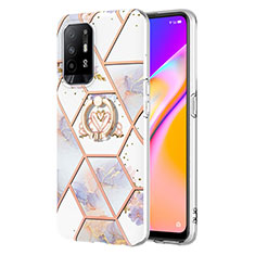 Silicone Candy Rubber Gel Fashionable Pattern Soft Case Cover with Finger Ring Stand Y02B for Oppo F19 Pro+ Plus 5G Gray