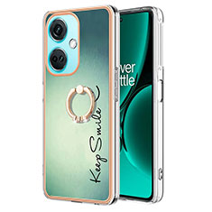 Silicone Candy Rubber Gel Fashionable Pattern Soft Case Cover with Finger Ring Stand Y02B for Oppo K11x 5G Green