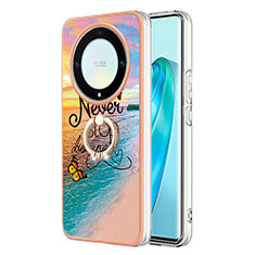 Silicone Candy Rubber Gel Fashionable Pattern Soft Case Cover with Finger Ring Stand Y03B for Huawei Honor X9a 5G Mixed