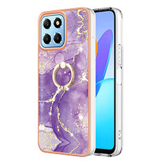 Silicone Candy Rubber Gel Fashionable Pattern Soft Case Cover with Finger Ring Stand Y05B for Huawei Honor 70 Lite 5G Purple