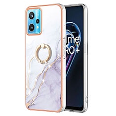 Silicone Candy Rubber Gel Fashionable Pattern Soft Case Cover with Finger Ring Stand Y05B for Realme 9 4G White