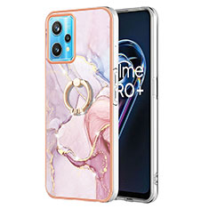 Silicone Candy Rubber Gel Fashionable Pattern Soft Case Cover with Finger Ring Stand Y05B for Realme 9 Pro+ Plus 5G Pink