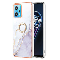 Silicone Candy Rubber Gel Fashionable Pattern Soft Case Cover with Finger Ring Stand Y05B for Realme 9 Pro+ Plus 5G White