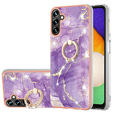 Silicone Candy Rubber Gel Fashionable Pattern Soft Case Cover with Finger Ring Stand Y05B for Samsung Galaxy A13 5G Purple