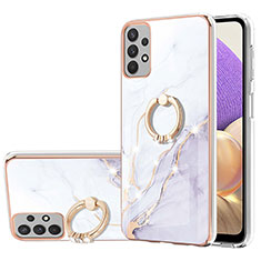 Silicone Candy Rubber Gel Fashionable Pattern Soft Case Cover with Finger Ring Stand Y05B for Samsung Galaxy A23 4G White